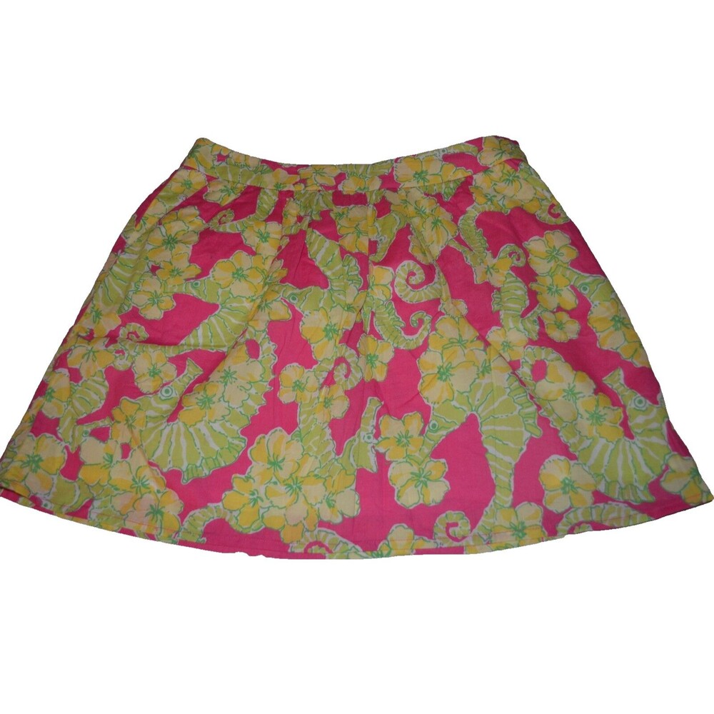 Lilly Pulitzer Mini Skirt Sz 6 Pink Seahorse & Flowers